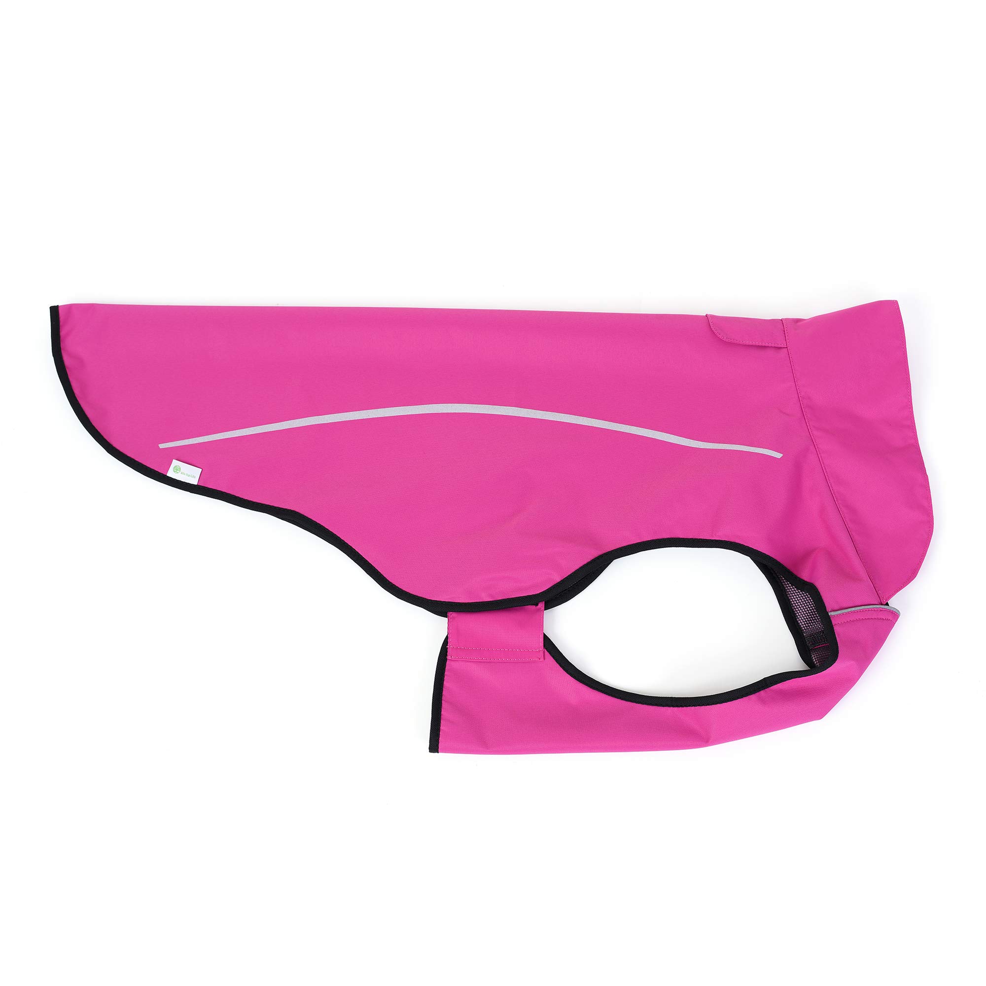 Mile High Life Impermeabile per cani | Abbigliamento per animali domestici regolabile | Giacca antipioggia leggera con striscia riflettente | Chiusura facile da inserire, rosa acceso, media