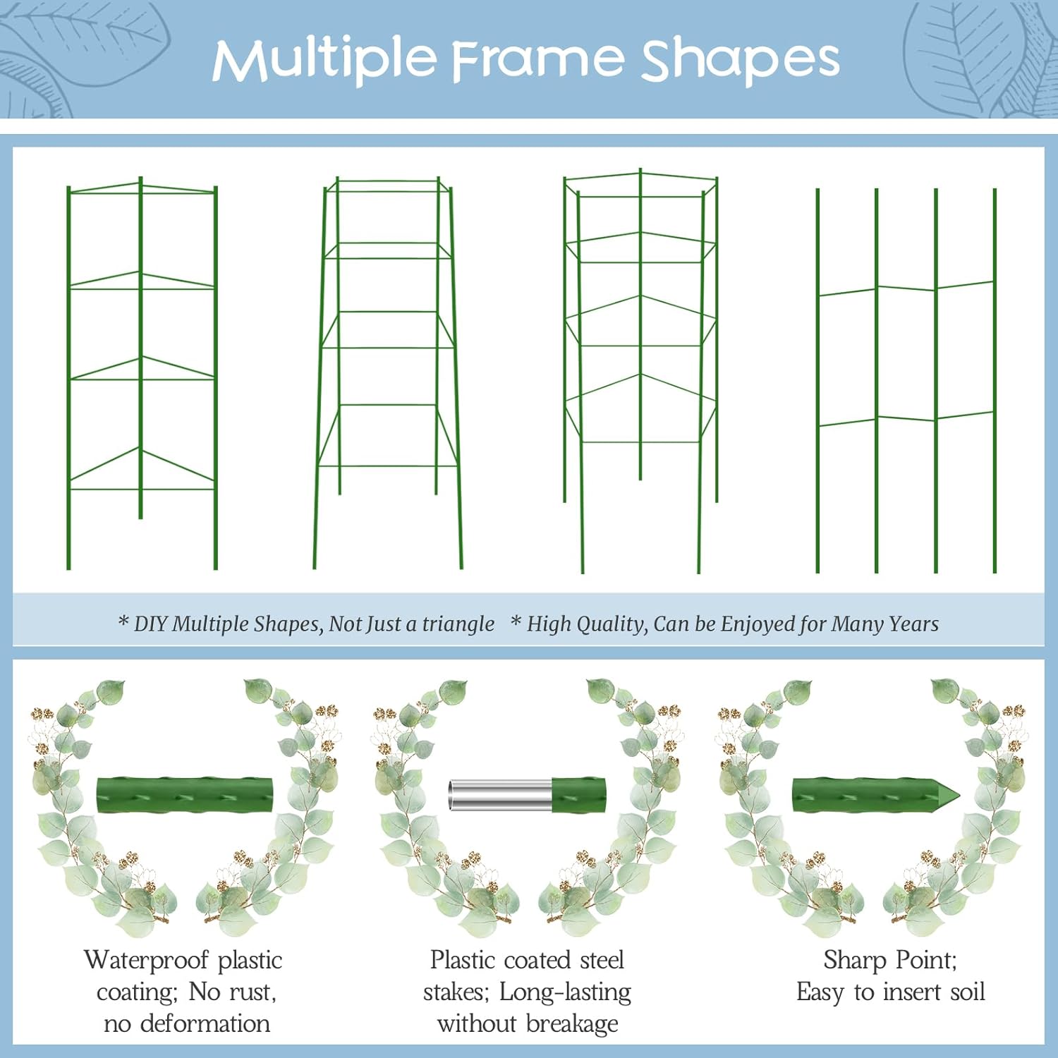 Legigo 6-Pack Tomato Cage for Garden Plant Support- Up to 63inch Garden Stakes Tomato Cage, Tomato Trellis for Potted Plants, Tomato Cages Plant Stakes for Climbing Vegetables Plants Flowers