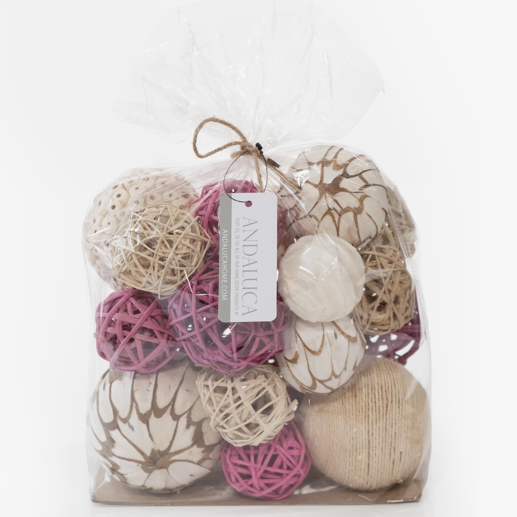 ANDALUCA Large Decorative Vase Filler Bag with Orbs, Balls (Pink)
