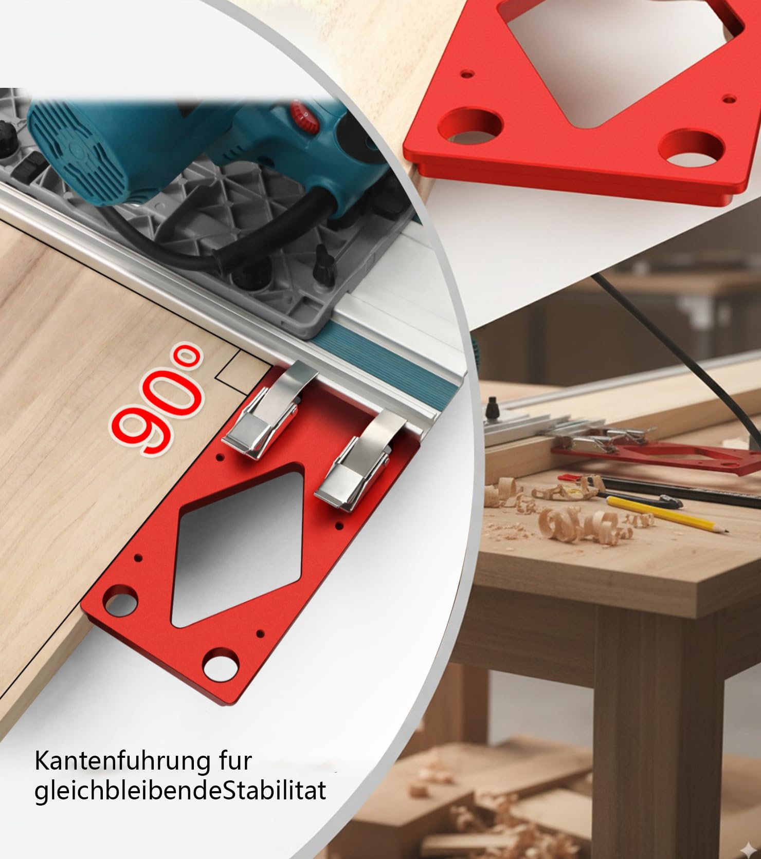 Binario di guida angolare fresato CNC 90° arresto con guida dei bordi, morsetto di guida per seghe circolari elettriche la lavorazione del legno, compatibile con Festool e Makitas guida