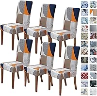 Vista 22 de SPRINGRICO Juego de 4 fundas para sillas de comedor, fundas elásticas para sillas de comedor, de elastano lavables, fundas para sillas Parsons