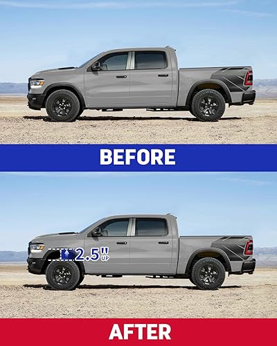 Miniatura 7 de Kit de elevación de nivelación de 2.5 pulgadas compatible con Ram 1500 4WD 2006-2024, Dakota 2WD 2005-2011, kit de elevación de nivelación,