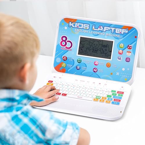 Miniatura 5 de Portátil para niños, 80 modos de aprendizaje para aprender alfabeto, palabras, matemáticas, juegos y música, computadora de aprendizaje educativo