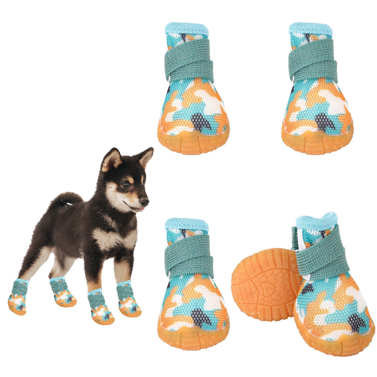 KhaznaDog Boots Paw Protector, 4Pcs Breathable Dog Paw Protector, for Injured Paws Anti Slip Dog Shoes, Dog Walking Boots, for Small, Medium Dogs Boots Comfortable Paw Protection for Pet Puppy