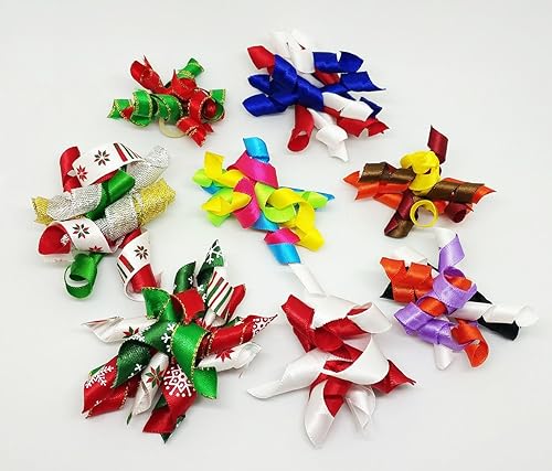 Miniatura 3 de PET SHOW 10 pares de lazos para el pelo de perros pequeños con bandas de goma rizadas Yorkie Topknot Cat Puppies Accesorios para el cabello con