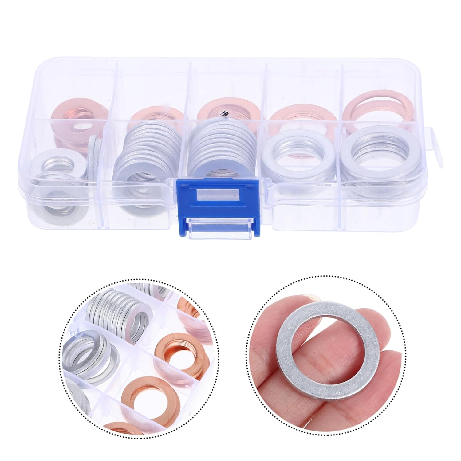 Assorted Oil Drain Plug Gasket Set Leakproof Engine Oil Washer Replacement Kit for Multiple Vehicles Durable Sealing Washers Compatible with Various Models