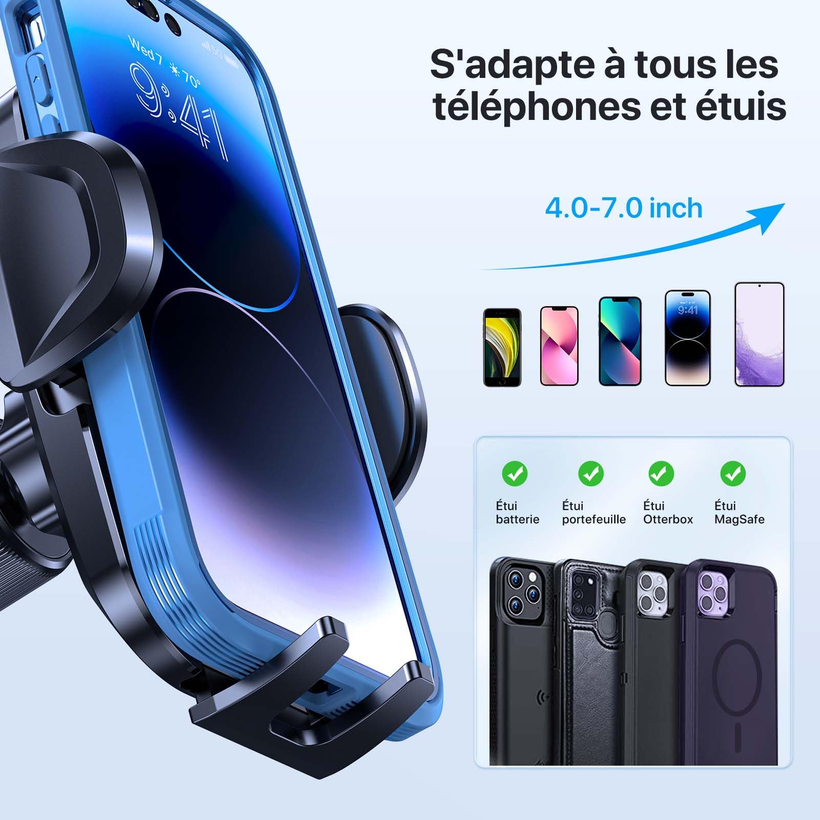 Miracase Support Telephone Voiture Bouche D'aération[Crochet Double Métallique Amélioré]360° Rotation Porte Téléphone Voiture Mains libres à une main pour tous les Smartphones