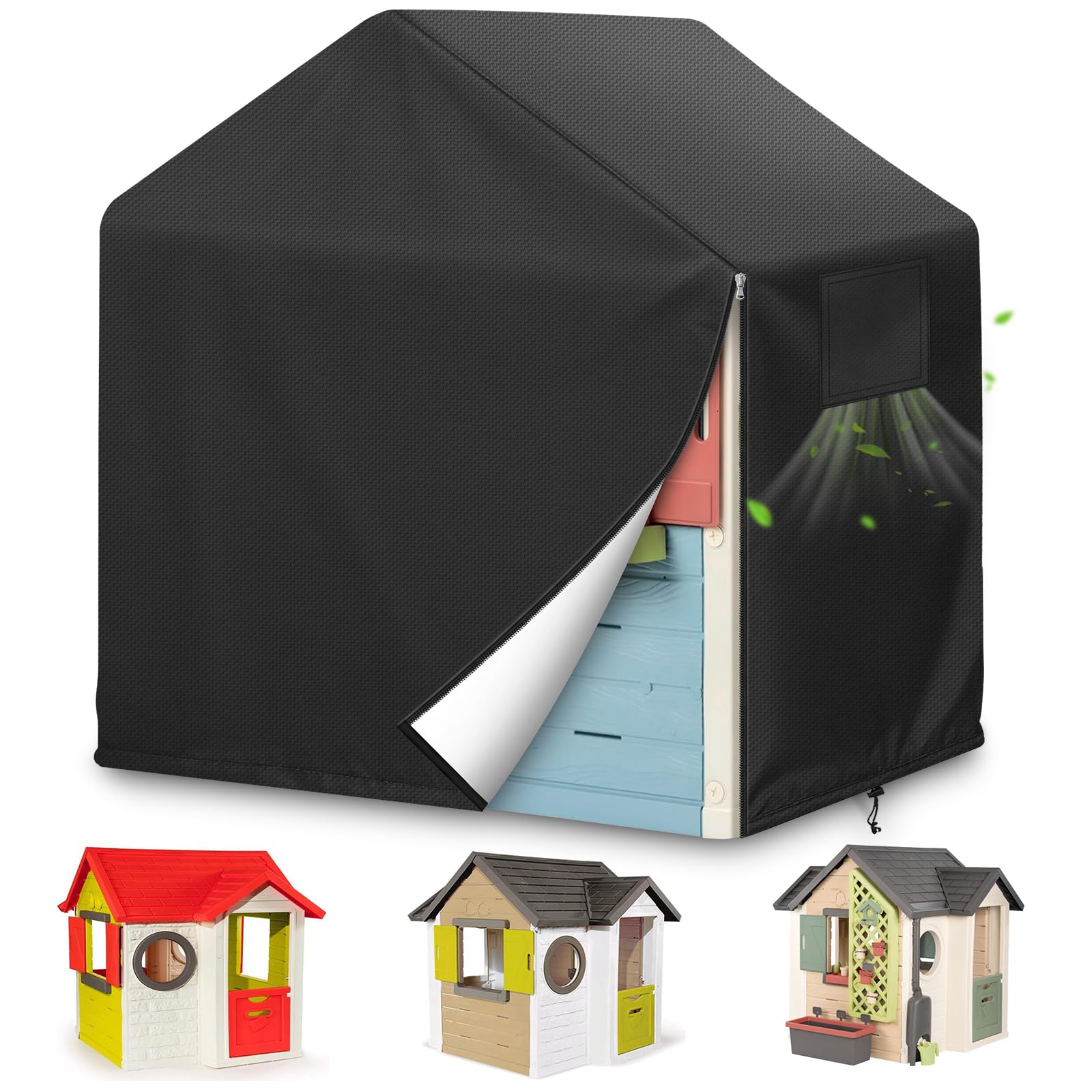 Bache Cabane Enfant, Housse Cabane pour Théâtre en Bois pour Enfants 600D Imperméable Au Vent Résistant Aux UV Bache pour Maison Enfant (L134xW131xH135cm)