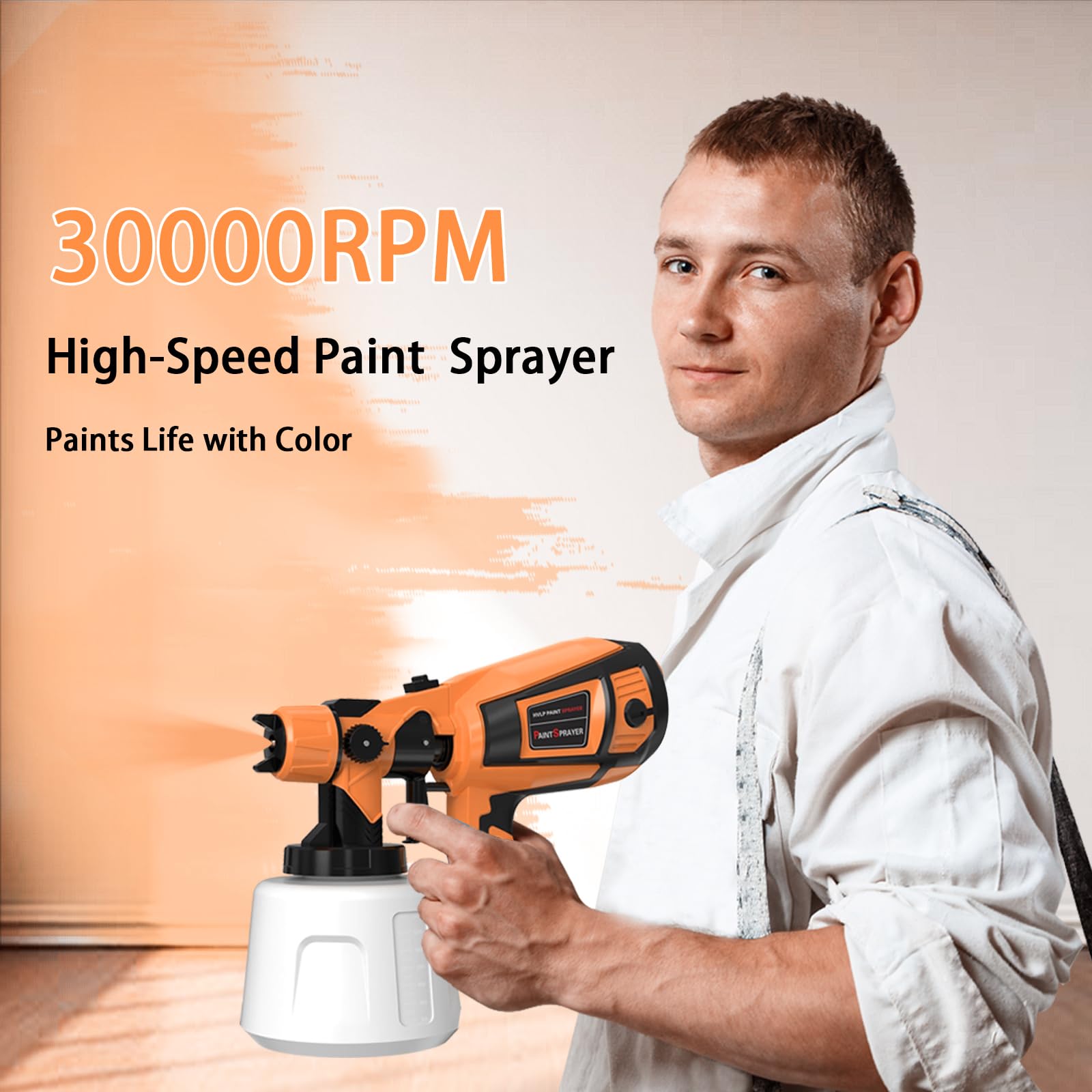 TOPALL Pistolet do lakierowania, 850 W, 32000 PRM, 1400 ml, elektryczny pistolet natryskowy HVLP, z 5 dyszami i 3 modelami, pistolet natryskowy