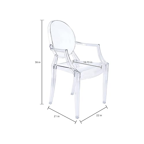 Miniatura 3 de CangLong Moderno sillón apilable de acrílico para cocina, comedor, sala de estar, invitados, dormitorio, juego de 1, transparente 2