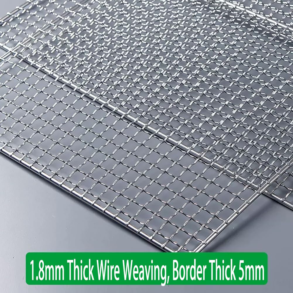 Alfombrilla de acero inoxidable para barbacoa de 60 x 35 cm, resistente al calor, antiadherente, malla de cocción para camping, perfecta para pescado, filetes, verduras y camarones, ideal para picnics