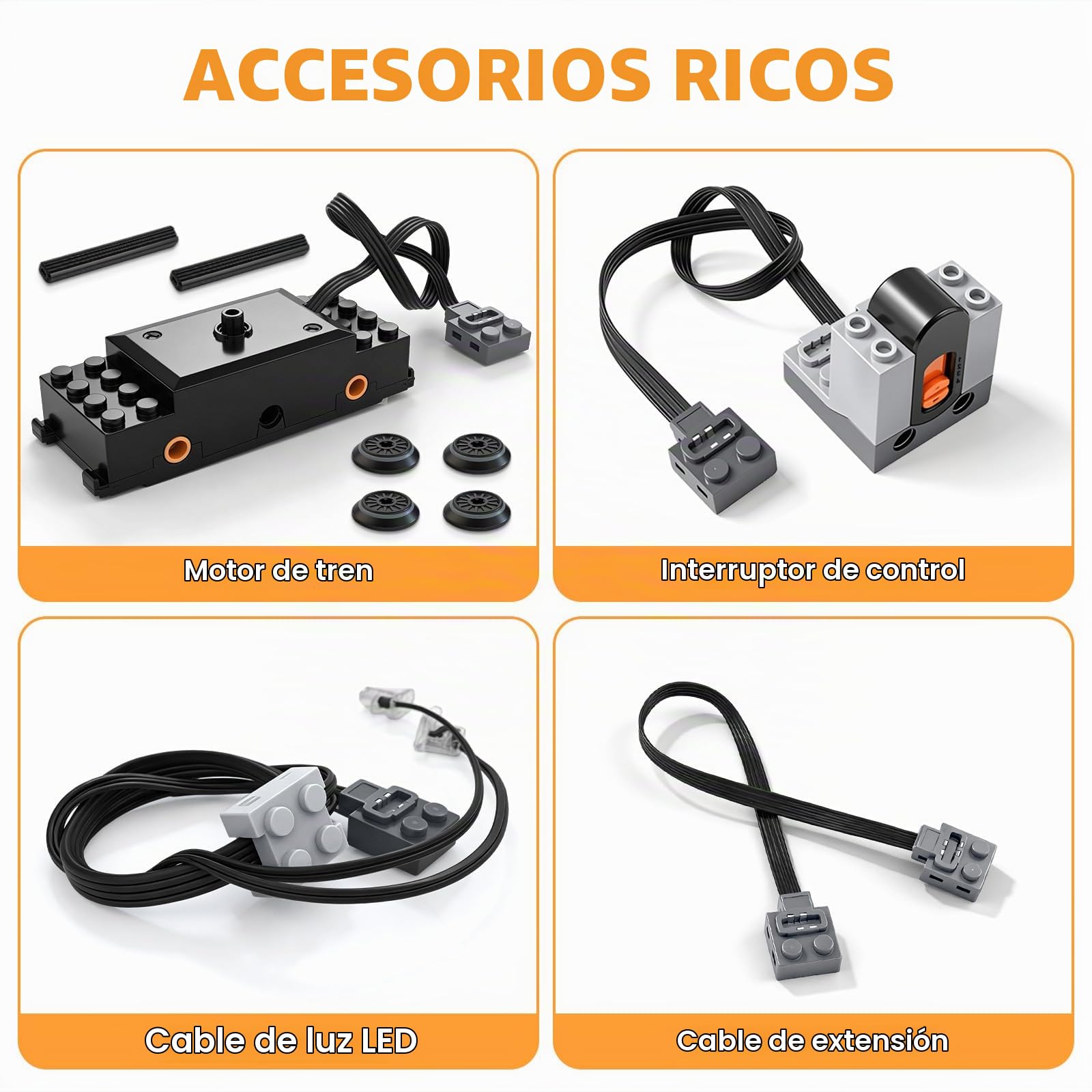 Kit de motor técnico de 36 piezas, juego de motor de funciones de potencia, extensión de piezas de servo cambio, cable de control remoto compatible con las principales marcas, accesorios de