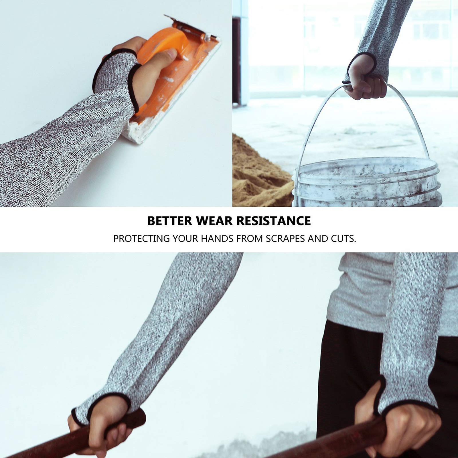 Guyarns - Juego de guantes y mangas resistentes a cortes, certificado EN388 y clasificado nivel 5 (más alto), resistencia a los cortes, guantes y mangas protectoras (L)