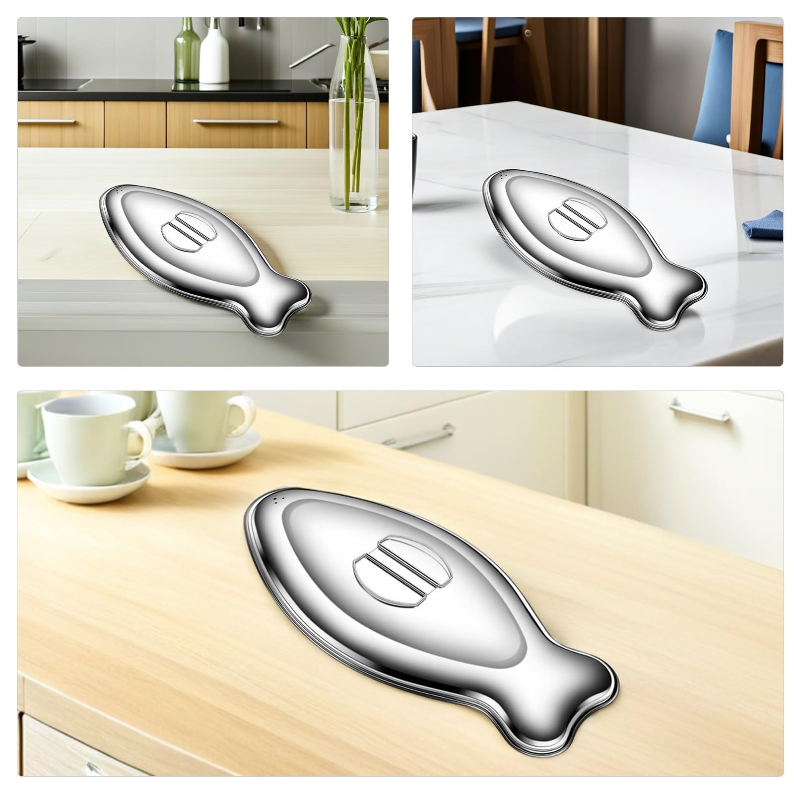 Piatto per Pesce Fumante Ovale in Acciaio Inox Decorativo | Argento, per Cottura di Frutti di Mare Indoor e Griglia Outdoor, Circolazione Vapore Uniforme