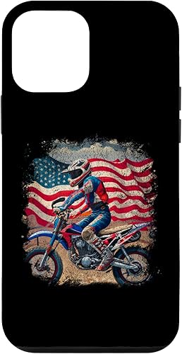 iPhone 12 mini USA Flag Dirt Bike Riding MX Racing Patriotic Motocross Case
