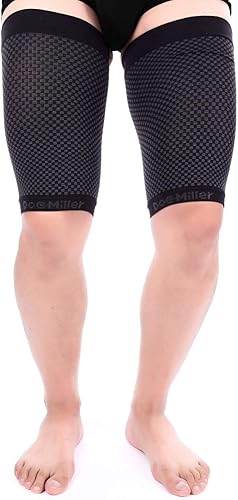 Miniatura 7 de Doc Miller Manga de compresión para muslos para hombres y mujeres, 1 par, envoltura de compresión cuádruple y muslo, tirantes para recuperación
