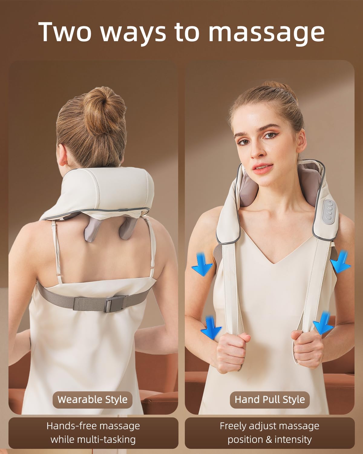 PERLEVI Shiatsu Neck and Shoulder Massager-Beige 3