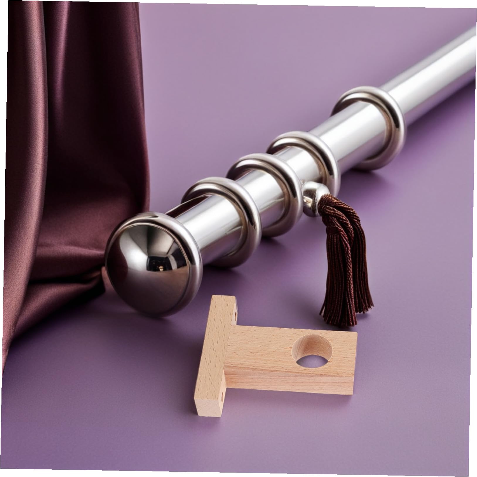PACKOVE Supporto per Bastone Design Moderno e Semplice Beige 4 Pezzi per Tende in Legno Facile da Installare e Resistente Adatto per Casa e Ufficio