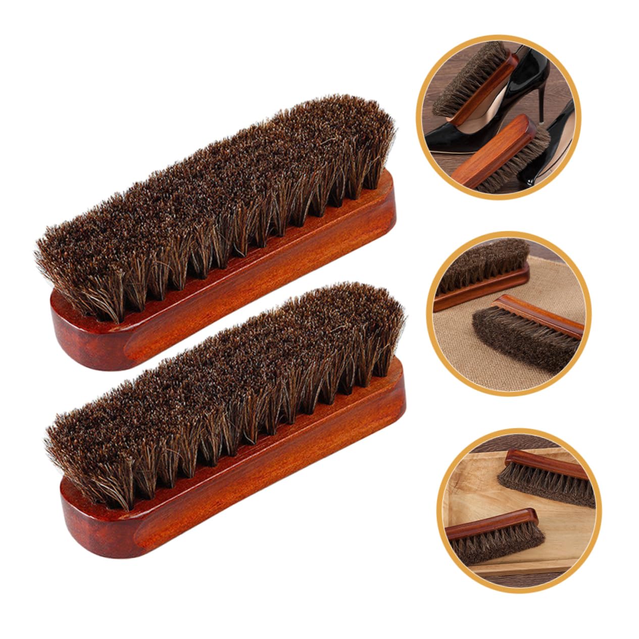10piezas Cepillo De Cerdas De Caballo Mango para Limpieza y Pulido De Zapatillas Cepillo Práctico y Conveniente para Cuidado De Calzado