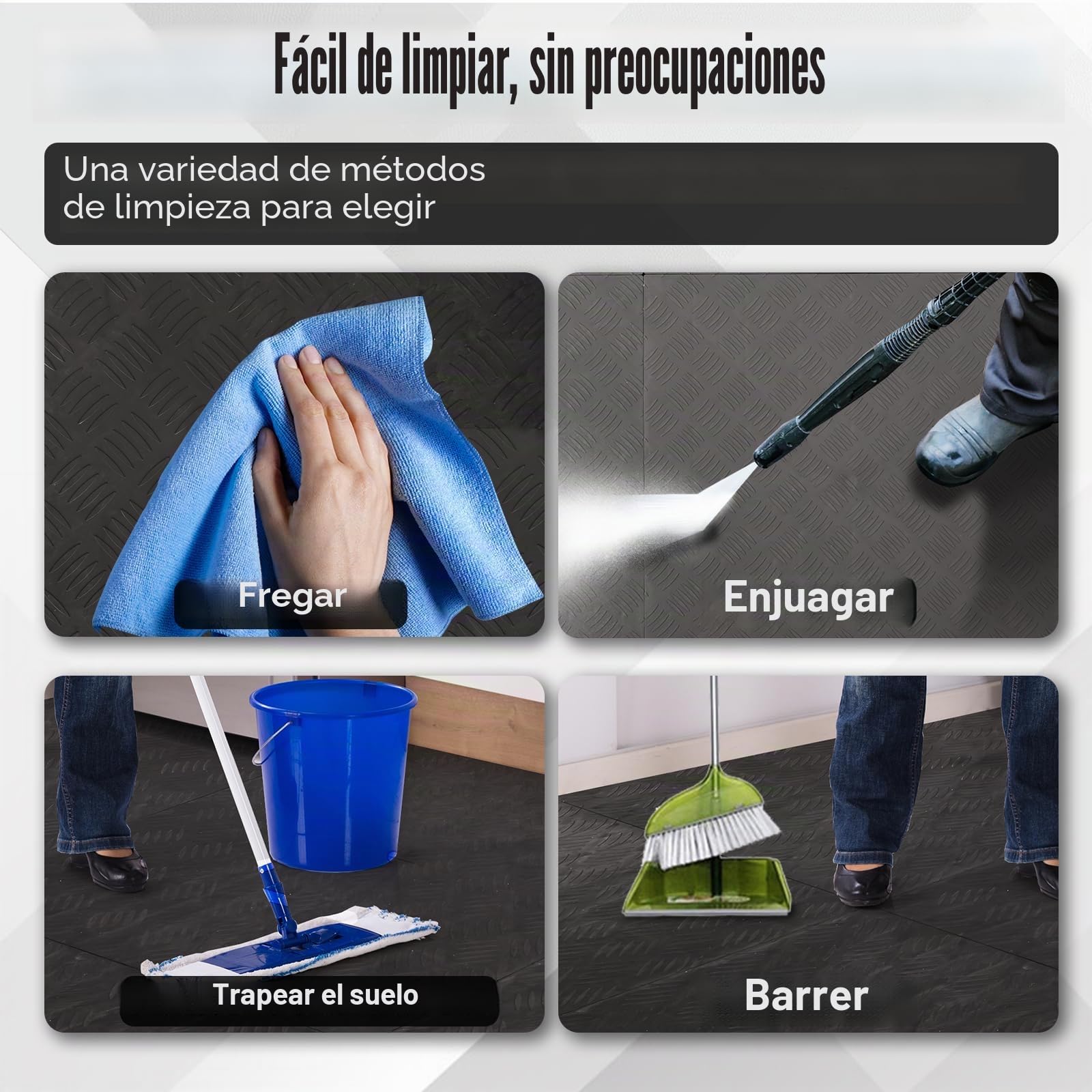 20 baldosas para suelo de garaje, para acoplar entre ellas, 40 x 40 cm, antideslizantes, resistentes, fáciles de colocar, diseño de placas de diamante (negro)