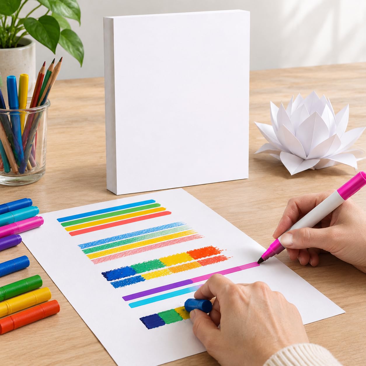 Papel Cartulina Blanca para Dibujo, 350G/50 hojas