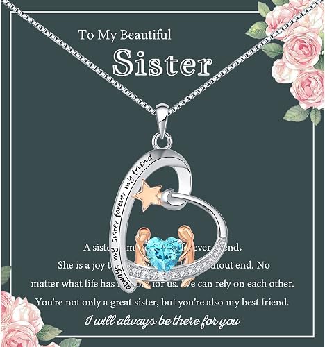 ASLBUNM Sister Birthday Gifts 925 Sterling Silver Always My Sister Forever My Fr