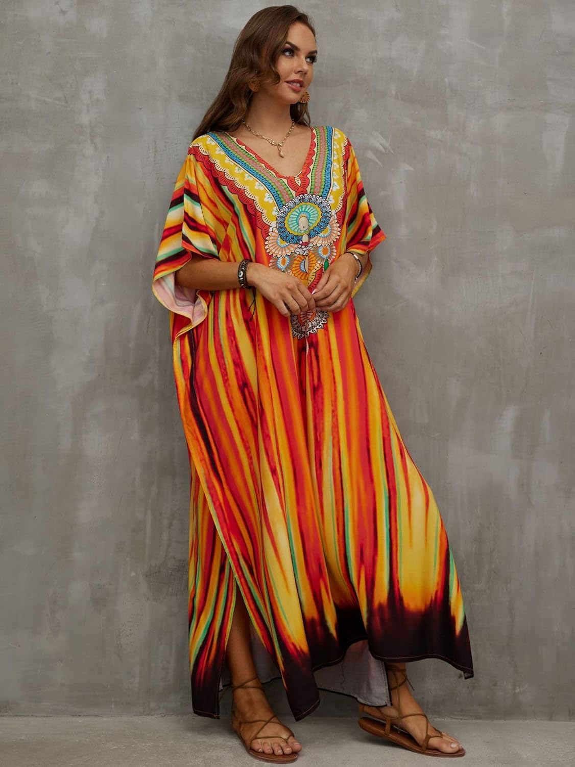 Kaftan Dresses for Women Plus Size Bathing Suit Cover up Caftan Maxi Beach Dresses - Image 6