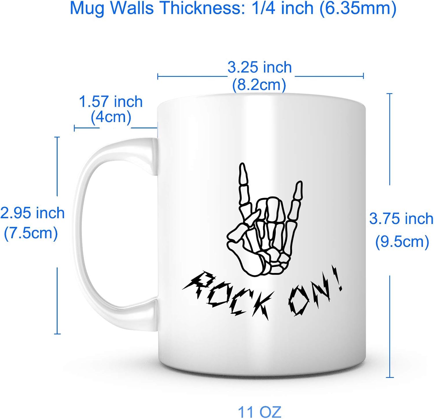 Rock On-11 Ounce White Ceramic Mug, Music Mug Souvenir, Gift Ideas for Musician for Birthday Christmas, Coffee Mug for Him Her Husband Wife Boyfriend Girlfriend Mom Dad Son Daughter Teacher Friend (2)