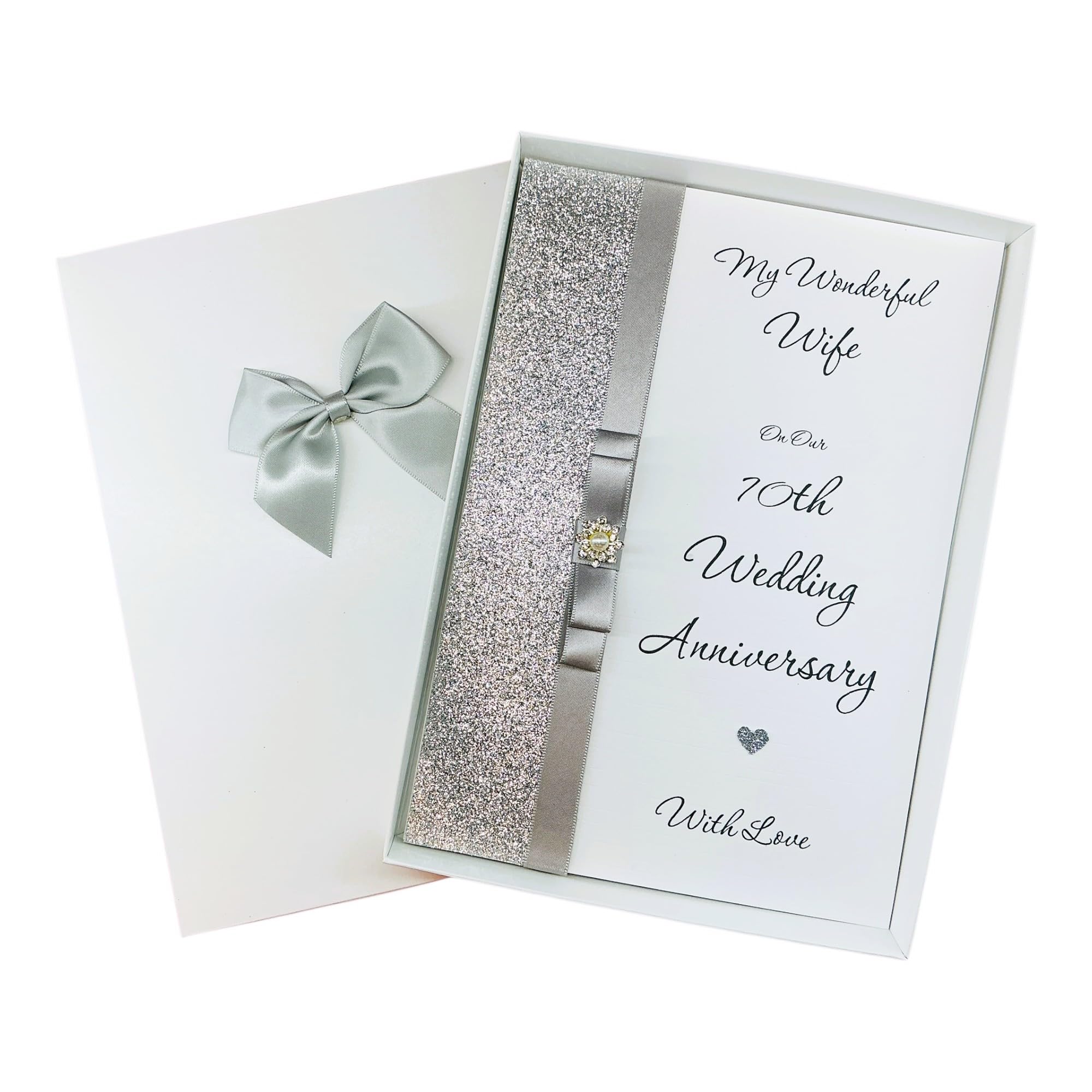 Wife 70th Wedding Anniversary Card Personalised Platinum – LB 127