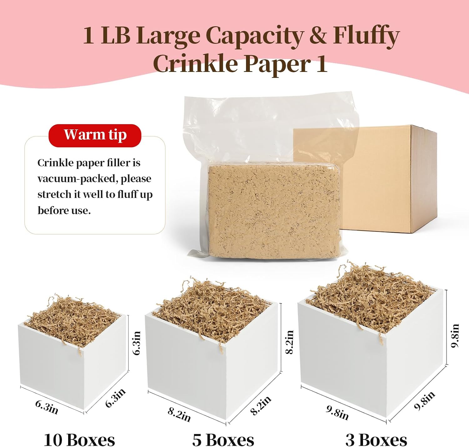 Ehpiern Crinkle Paper Filler, 1LB Crinkle Cut Shredded Paper Gift Boxers Filler Stuffing Decoration for Valentine's Day Holiday Party Birthday Wedding & Anniversaries (Brown) image 5