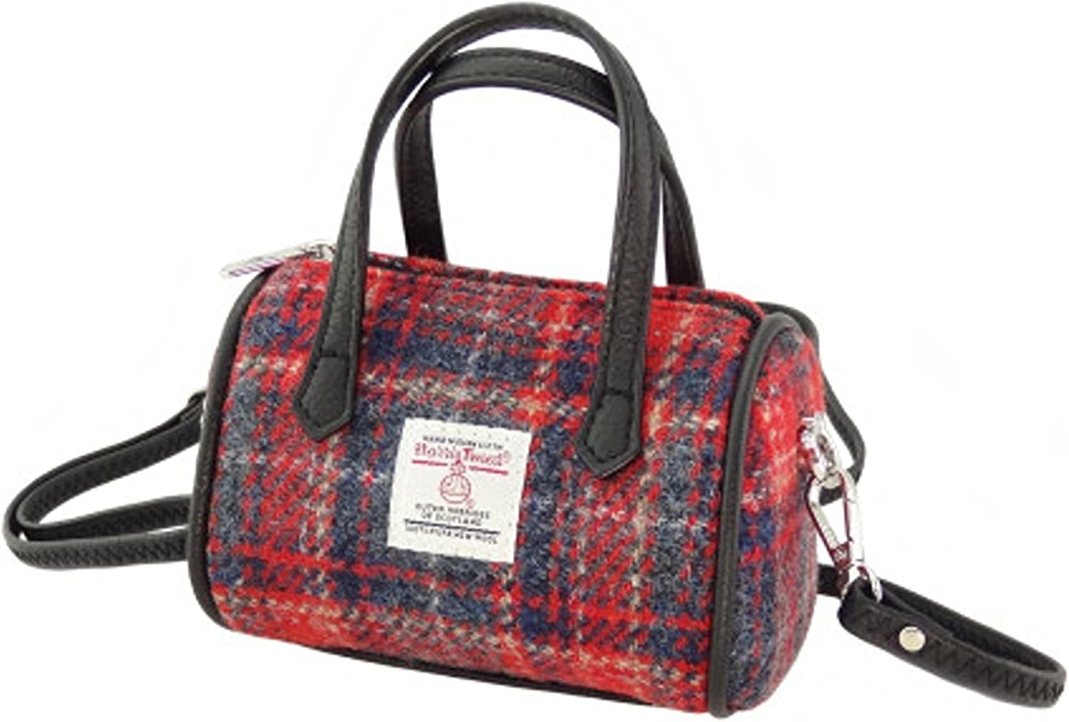 Glen Appin Harris Tweed 'Lossie' Tiny Bowling Bag (Red & Grey Tartan)