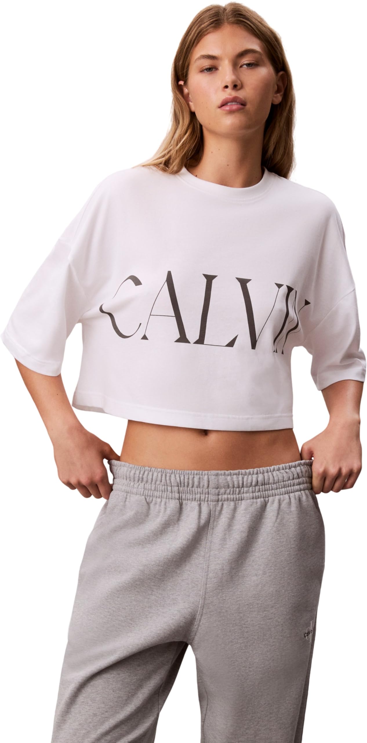 Calvin Klein Pantalón de chándal Mujer Monologo French Terry con Cintura elástica