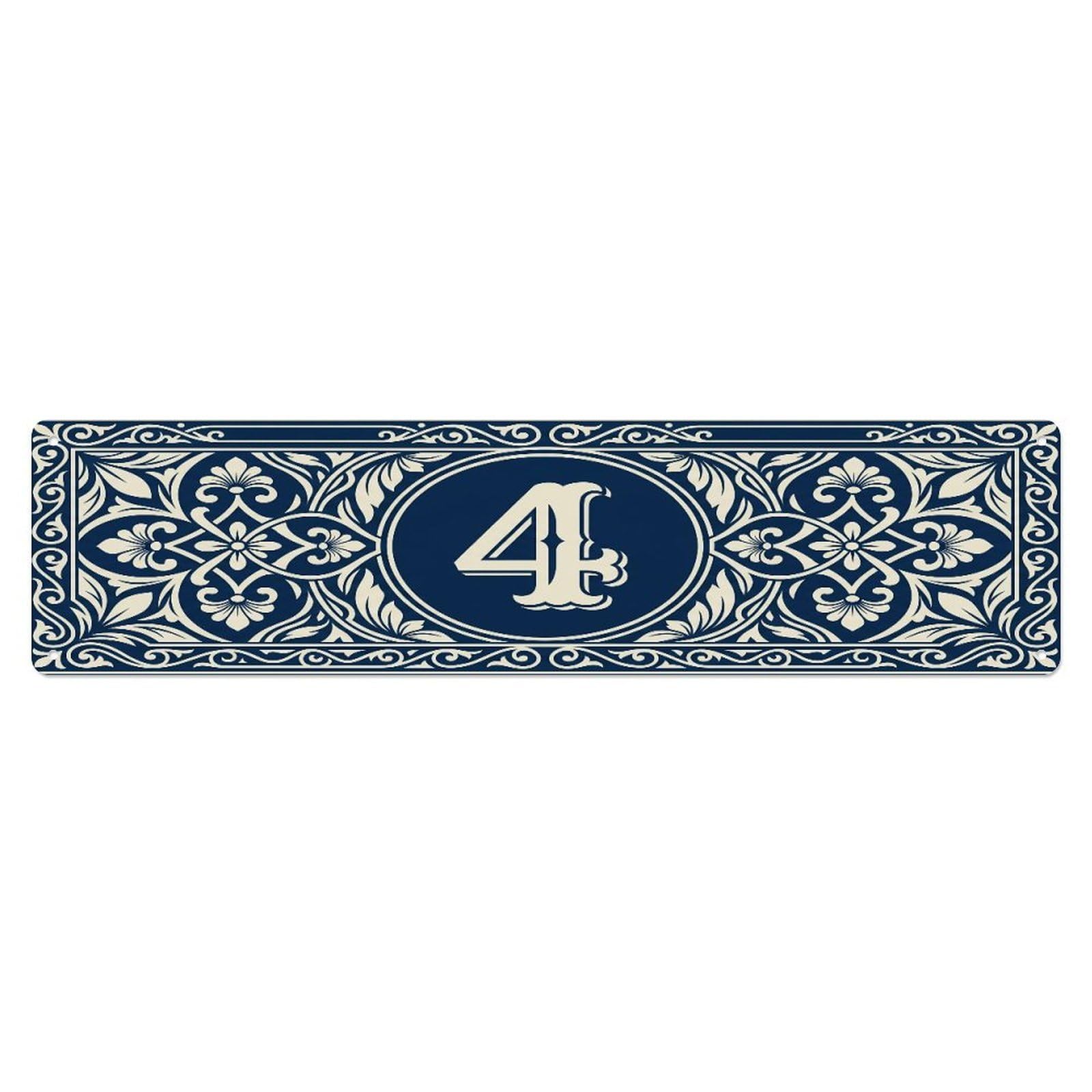 Fqcyn Style Metal Tin Sign Vintage House Door Number 4