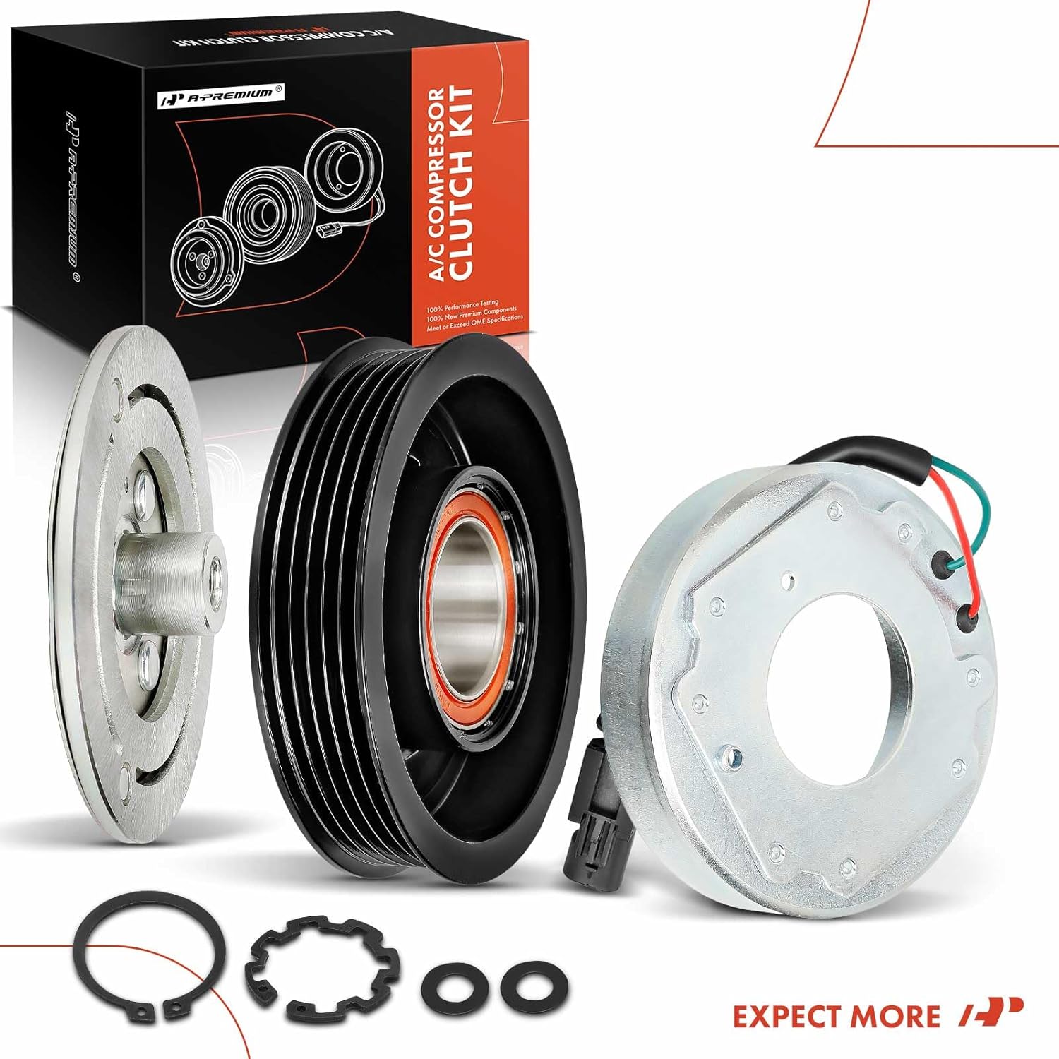 A-Premium Air Conditioner AC Compressor Clutch Kit Compatible with Cadillac CT5 2020-2023 2.0L, CT4 2020-2022