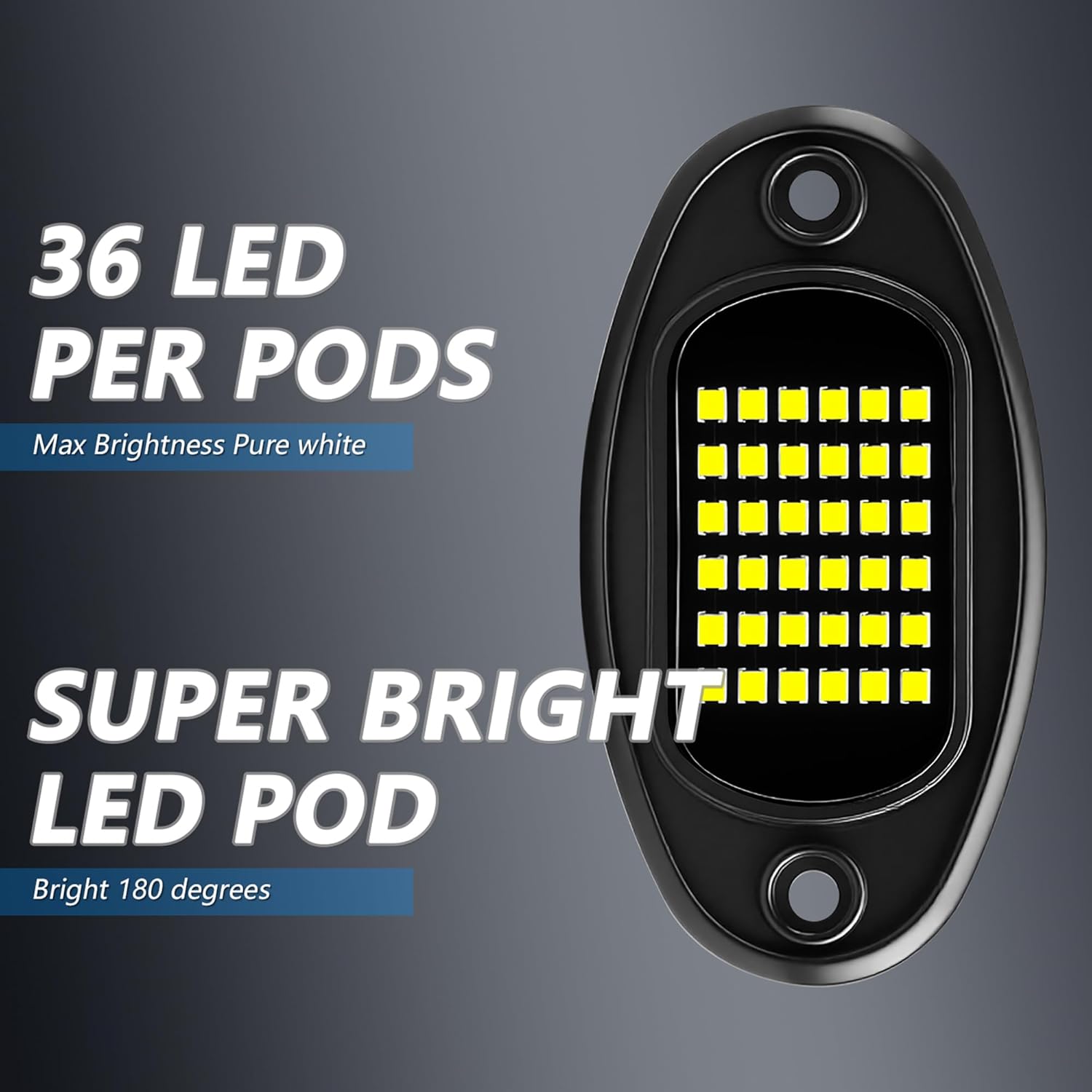 LED Rock Lights for Trucks 24 Pods, 6000K White Underglow Light Kit with 36 LEDs SMD Chips, IP68 Waterproof Neon Underbody Lighting for SUV UTV ATV RZR Car Boat Off Road 4x4