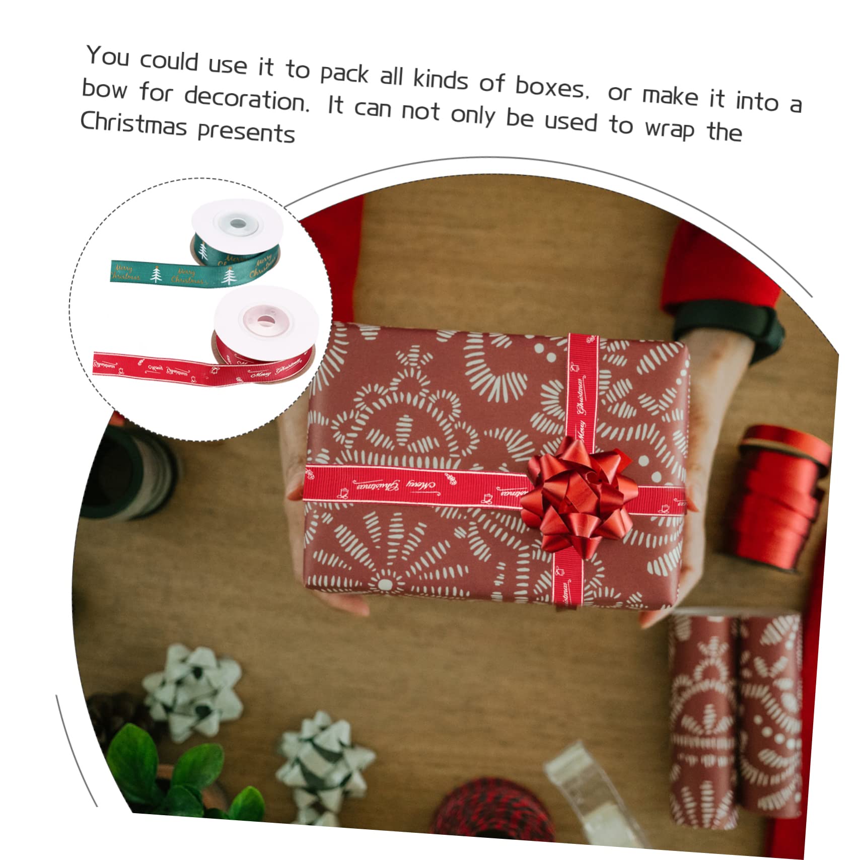 Tofficu 10rollen Weihnachtsgeschenkband Breit Dekorationsband Für Weihnachten Und Bastelarbeiten Pro Grünes Weihnachtsbaum-design Rotes -