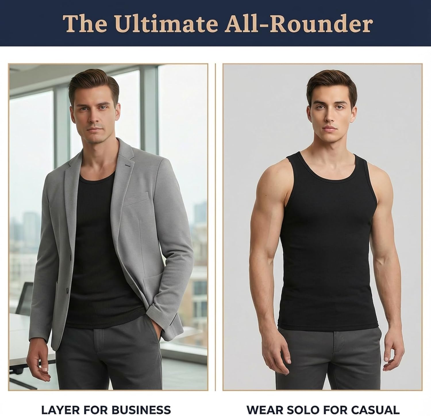 TrailTech Men's Ribbed Tank Tops Knit Casual Sleeveless Workout Muscle T Shirt Gym Undershirts Beach Tank - Image 4