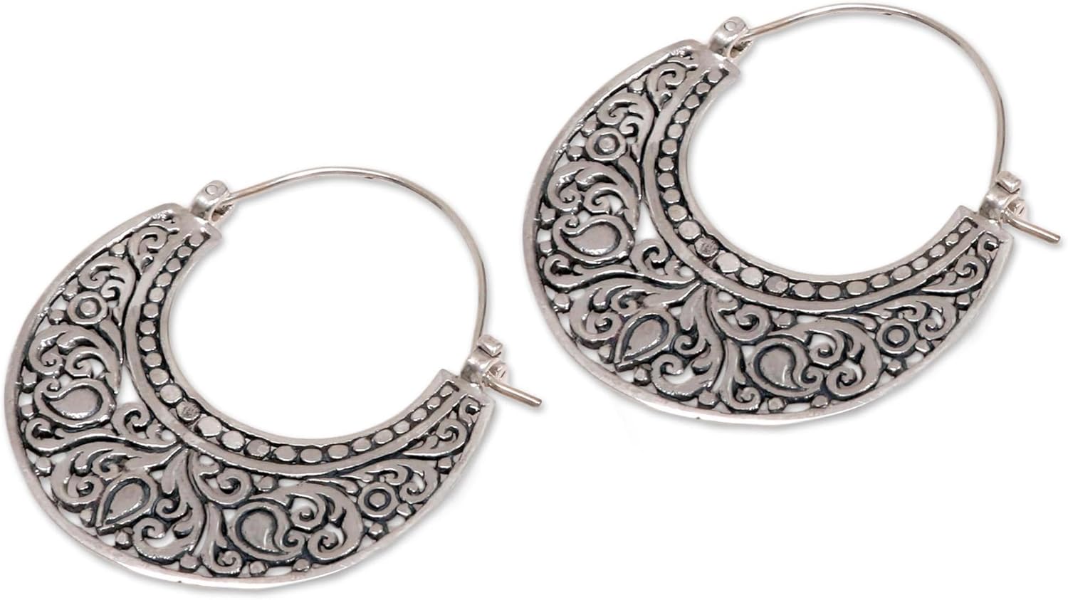 NOVICA Artisan Handmade Sterling Silver Dangle Earrings Leaf Shaped Bali Indonesia Tree [2 in L x 1.2 in W x 0.1 in D] ' Celery Leaves' - Image 4