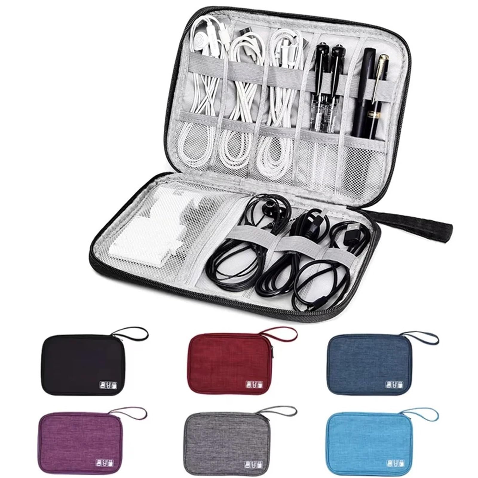 Borsa Organizer Per Cavi 2PCS Borse portaoggetti for cavi Kit di sistema Custodia Caricabatterie Cavo dati Penna Power Bank Dispositivi gadget digitali(Red)