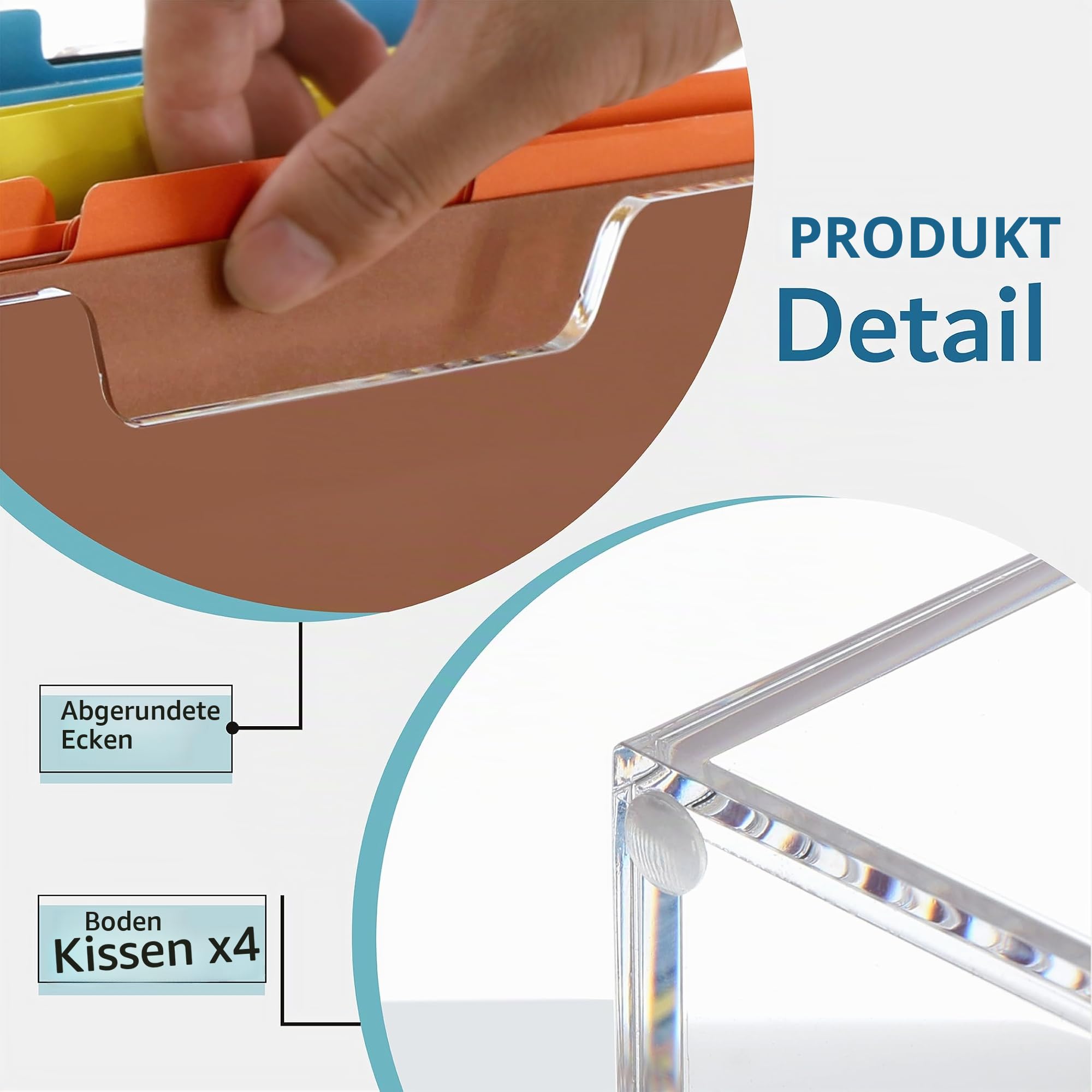 DINGHUO Acryl-Aktenordner, Hängeregistratur-Organizer, Aktenhalter mit Griffen für Briefgröße/A4, transparente Aktenbox, Schreibtischordner, Aufbewahrung für Büro, Heimarbeit, 1 Stück