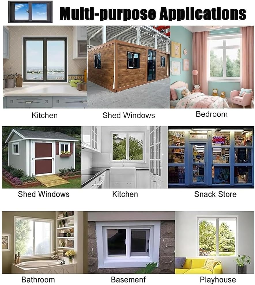 Basement Replacement Window Sliding Windows with ScreenWindows 22" 24" 26" 28" 30" 32" 34" 36" 38" 40" Aluminum Bathroom Slider Window for Shed House Household Slider(White,36x18in)