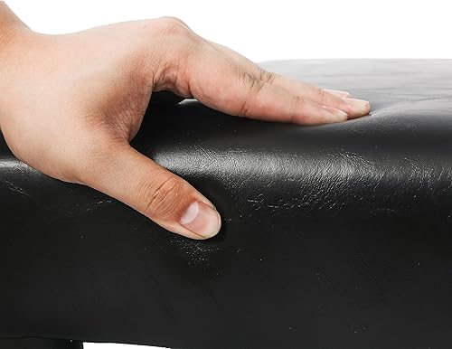 Miniatura 22 de Adeco Reposapiés pequeño/Reposapiés-Arte geométrico - Reposapiés otomano cuboide y cilindro, marrón café Piel sintética negra de poliuretano,Marrón