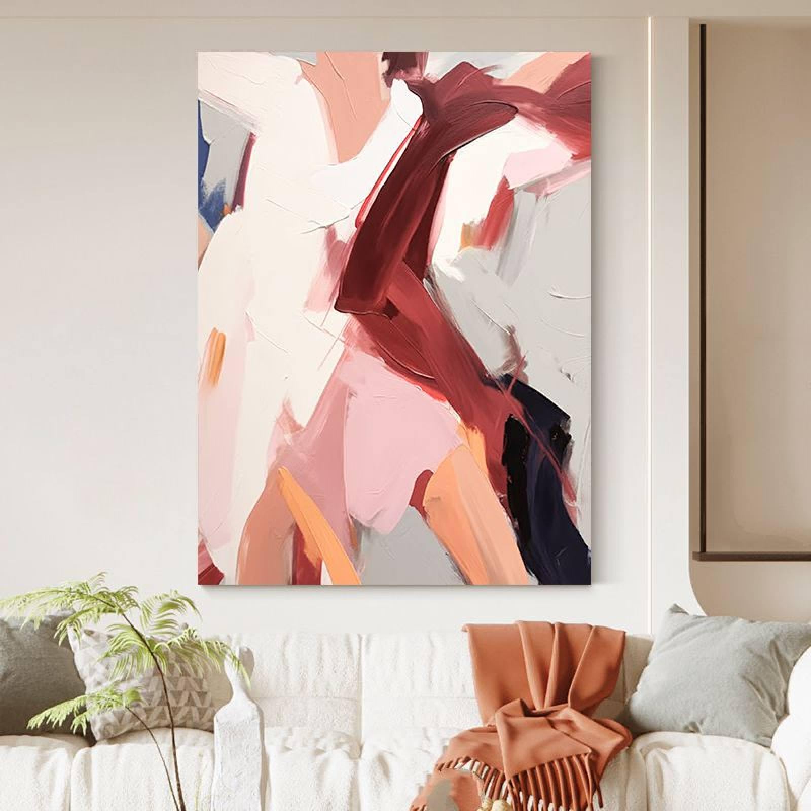 Peinture à l'huile sur toile faite main, tableau abstrait coloré texturé de luxe