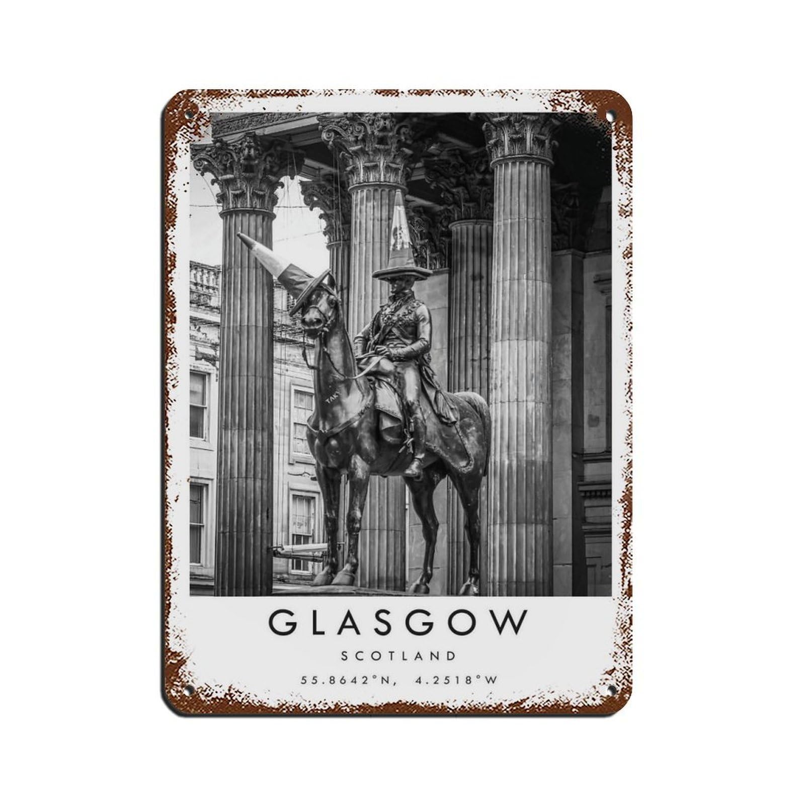 Lxwnze 30L X 40W Cm Glasgow Travel, Glasgow Poster Tin Sign Vintage Metal Pub Club Cafe Bar Home Wall Art Decoration Poster Retro 12X16inch(30X40cm)
