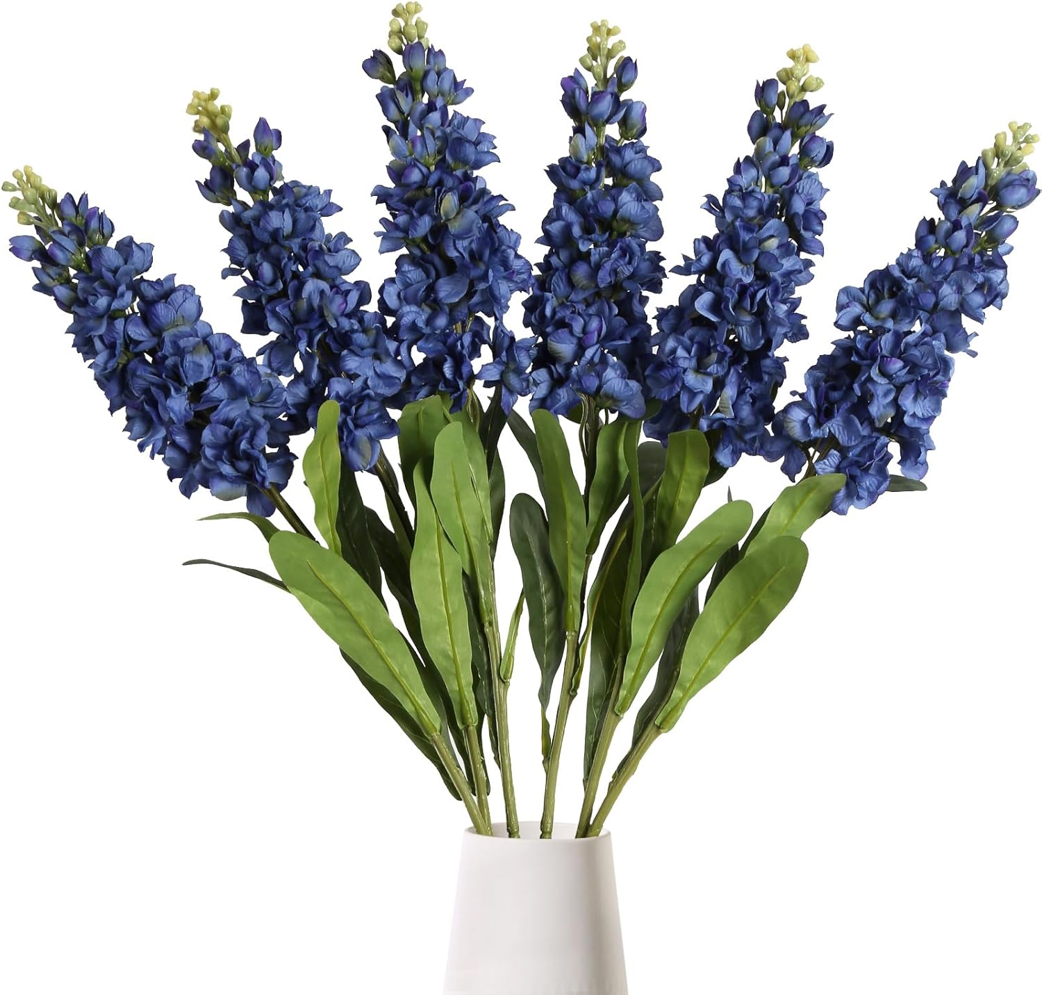 IPOPU Snapdragon Artificial Flowers 6PCS 31.50" Delphinium Fake Flowers Royal Blue Long Stem Silk Flowers Antirrhinum Majus Faux Flowers for Home Garden Wedding Decor Floral Arrangement (Navy Blue)