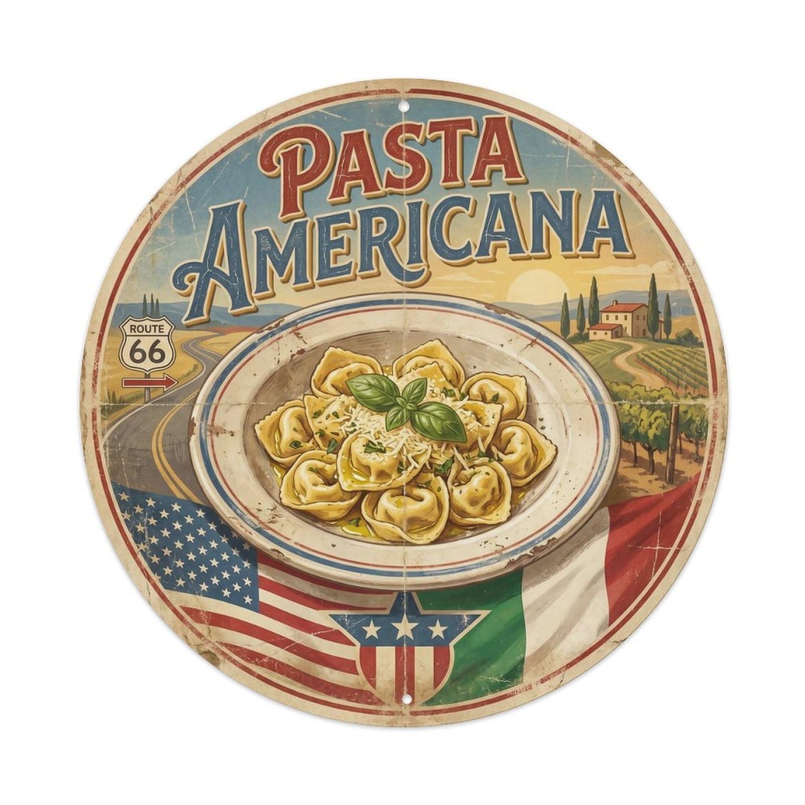 Pasta Sauce Americana Italian Restaurant Metal Tin Sign