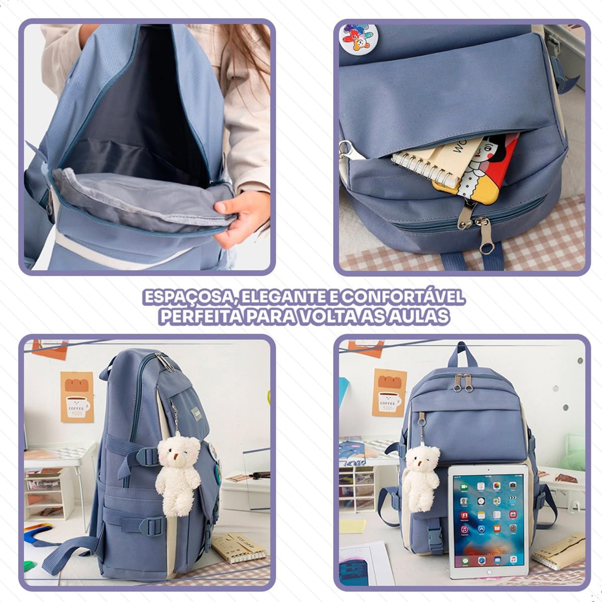 Kit Mochila Escolar Feminina 5 Peças Mochila Grande, Bolsa Lateral, Transversal, Estojo e Saquinho Ideal para Escola, Faculdade e Dia a Dia em promoção! Veja a oferta e mais achadinhos de Mochilas escolares 4 Hoje é o melhor dia para comprar Kit Mochila Escolar Feminina 5 Peças Mochila Grande, Bolsa Lateral, Transversal, Estojo e Saquinho Ideal para Escola, Faculdade e Dia a Dia com aquele preço maroto! Promoção! Aproveite a oferta! 4