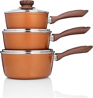 Copper Stone Pans: Saucepans - 6 Piece pan Sets in The Amazing Copper Stone Range of Non-Stick cookware