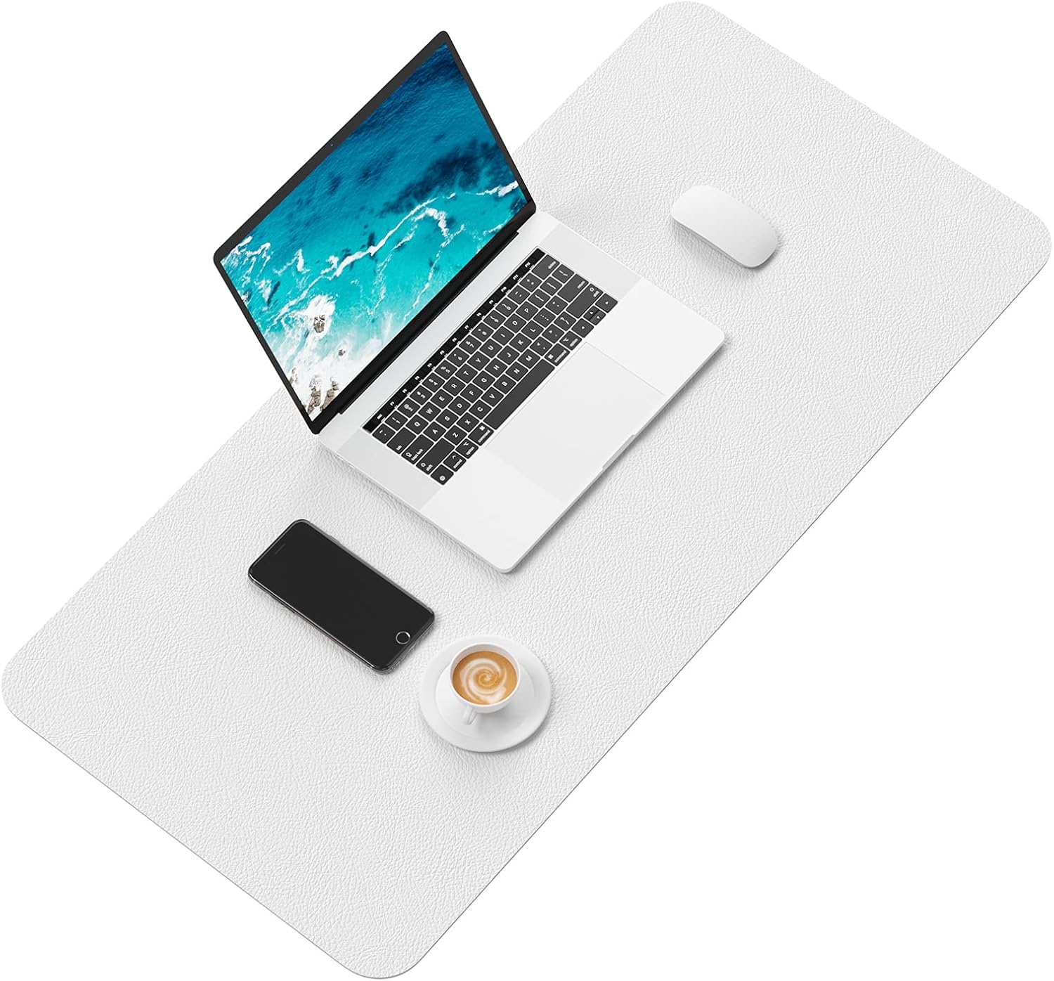 Hsurbtra Desk Pad, 30" x 14" PU Leather Desk Mat, XL Extended Mouse Pad, Waterproof Desk Blotter Protector, Ultra Thin Large Laptop Keyboard Mat, Non-Slip Desk Writing Pad for Office Home, White : Office Products