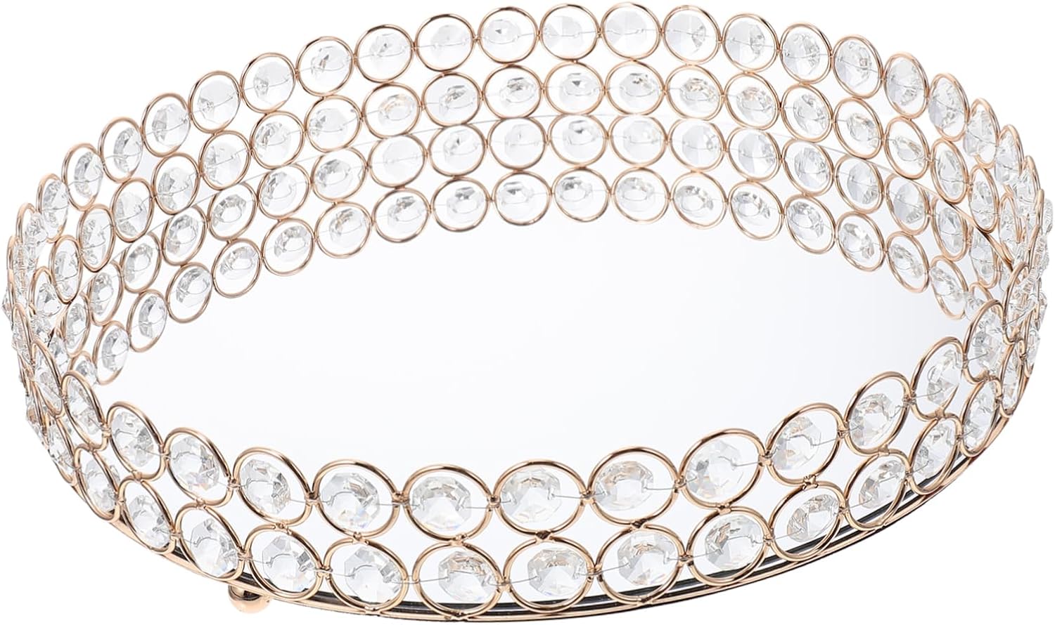 KESYOO 1Pc Elegant Round Mirror Surface Jewelry Storage Tray Makeup Organizer for Sundries Cosmetics and Jewelry Display